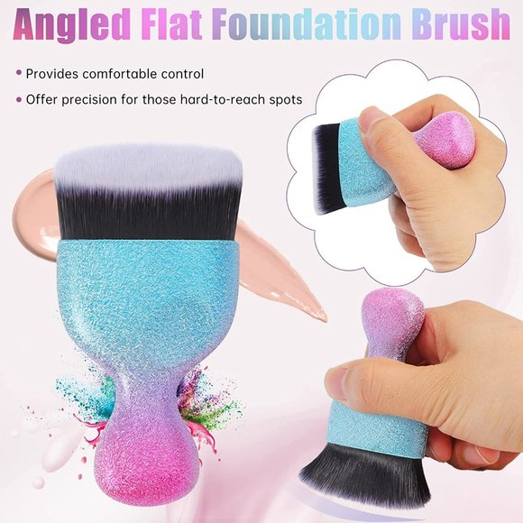 2 pcs. Kabuki Flat Top Foundation Brush, Powder Makeup Brush -Buffing, Stippling - Picture 3 of 7